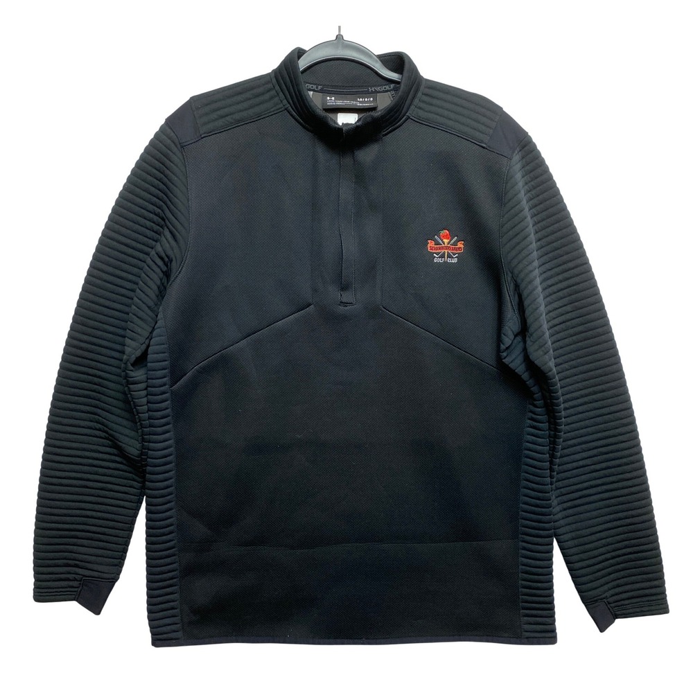 Under Armour Pullover Men Large Black ColdGear Strawberry Farms Golf Club Zip
